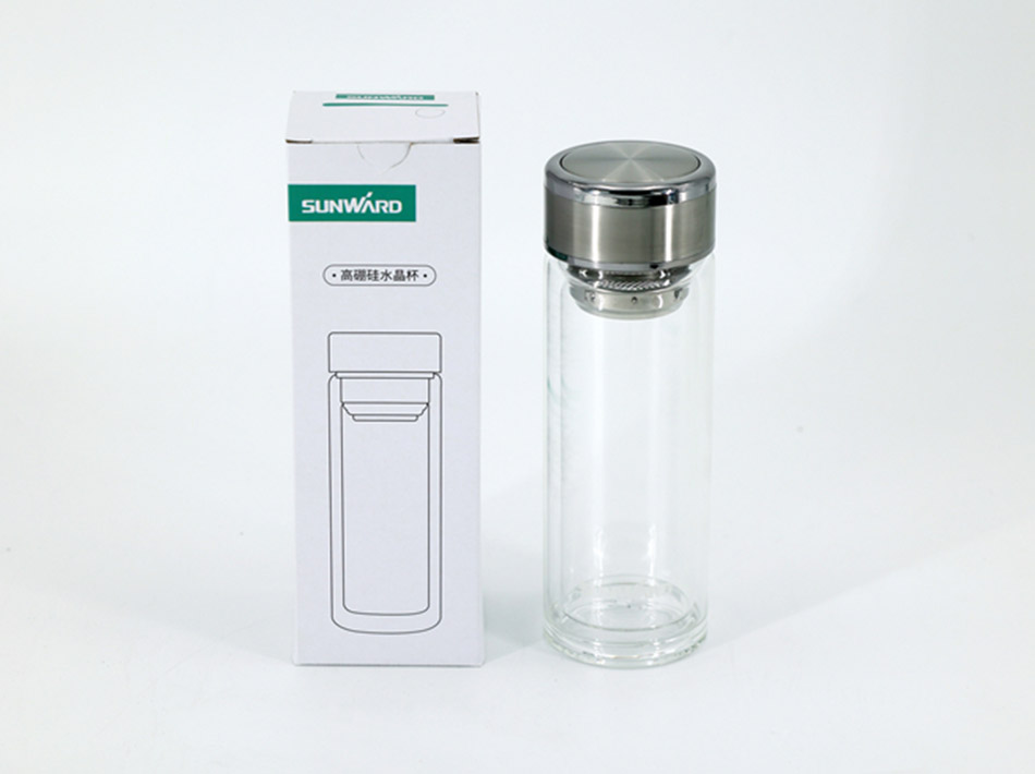 Tasse en cristal borosilicate &agrave; haute teneur en 380 ml, tasse en verre anti-br&ucirc;lure &agrave; double couche, tasse &agrave; eau de s&eacute;paration d'eau de th&eacute;